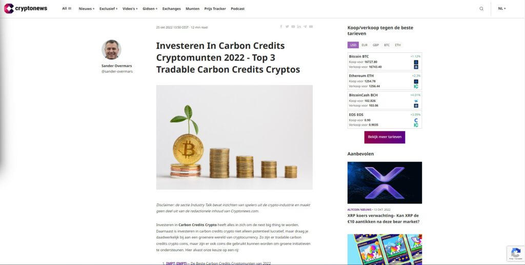 investeren in carbon credits cryptos